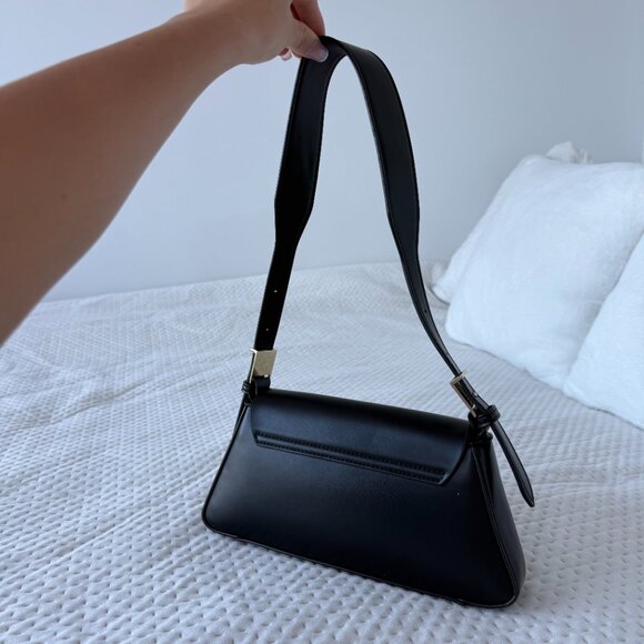 ZARA BAGUETTE MINI BLACK FLAP BAG - Picture 3 of 6